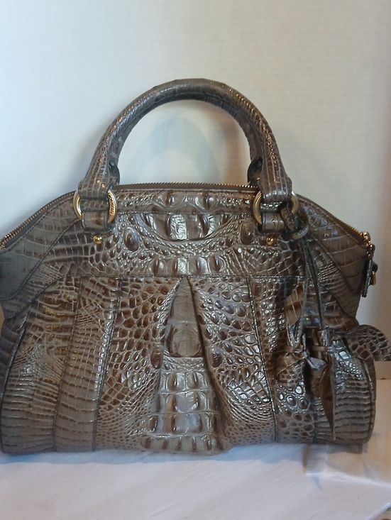 Brahmin Handbags - Brahmin Taupe Croc-Embossed Top-Handle Satchel